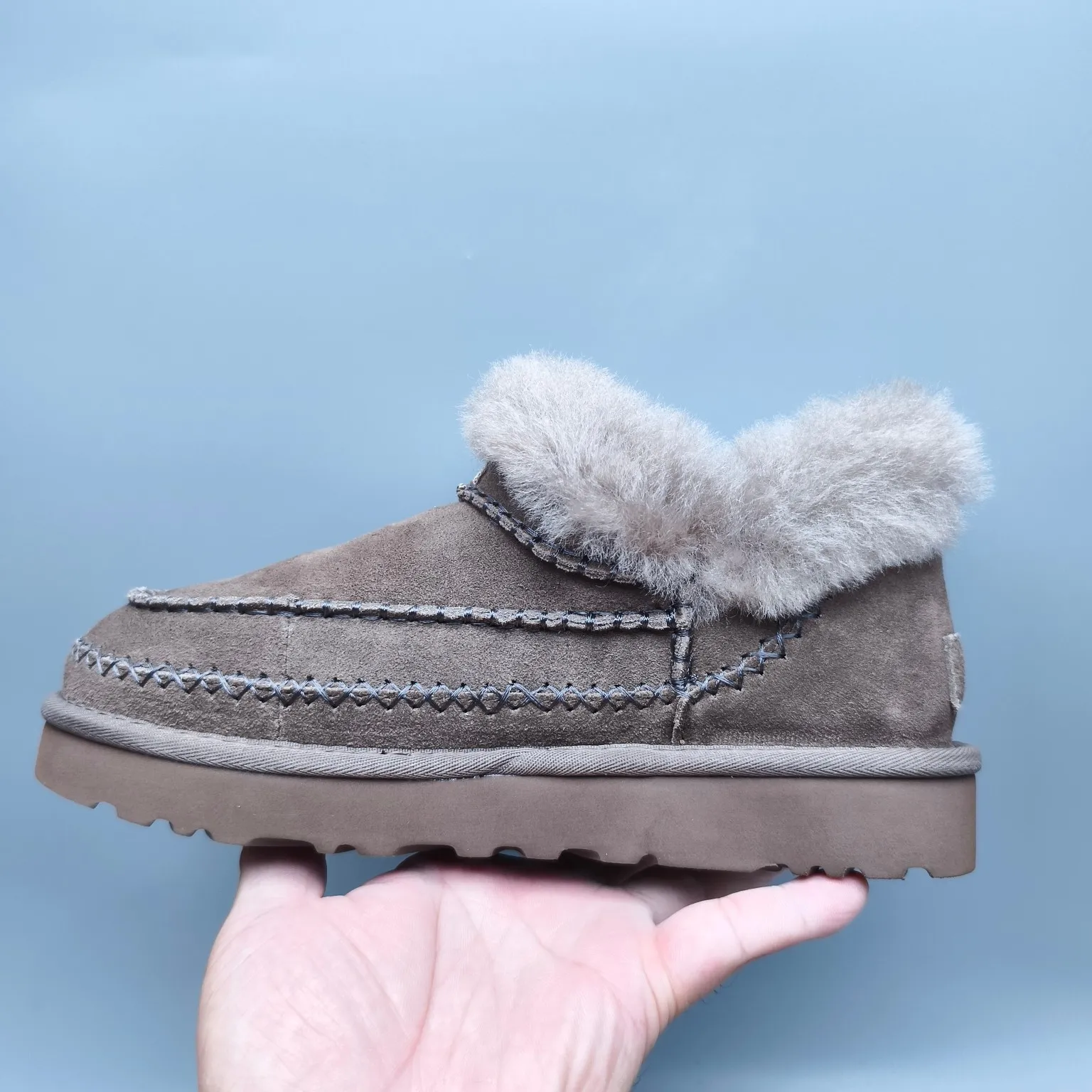 💰480 Sheepskin all-in-one snow boots for women 8224 suede trendy style Color: Maroon Antelope Brown Size: 35-40